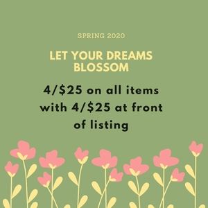 4/$25 on all items with 4/$25 at front of listing